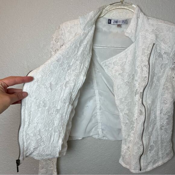 JENNIFER LOPEZ Cream Lace Corset Fitted Cropped Jacket Size XS - Picture 5 of 7